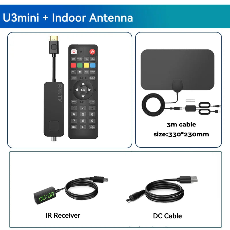 UBISHENG U3mini DVB T2 DVB C Digital TV Decoder HD Free TV Channels 7Days EPG TV Tuner for Spain France Itlay Columbia ect
