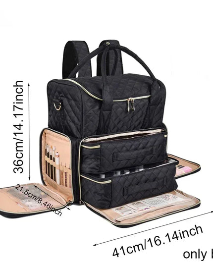 80 Bottles Nail Polish Storage Bag Portable Cosmetic Large Handbag Organizer with Handle for Travel 2 Layer Essential Oil Bag