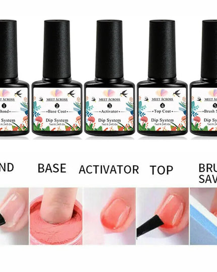 5g Dipping Nail Powder Set Red Nail Glitter Dipping System Kit For Manicure Nail Art Decorations Natural Dry Without Lamp Cure
