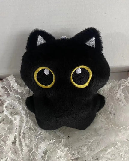 10cm Cute Black Cat plush toy Doll Small Pendant Cuddly Pillow Cushion Ins Black Cat Plush Toy Doll for Boy Girl Brithday Gifts