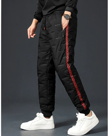 Winter Lambswool Down Pants Warm Thicken Sweatpants Men Fashion Joggers Water Proof Casual Pants Men Brand Plus Fleece Trousers