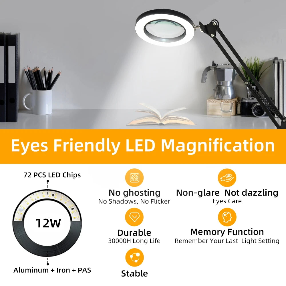 Desk Lamps Double Head LED Stepless Dimmable Led USB Table Lamp for Office Study Reading Lighting Fixture Computer Monitor Light
