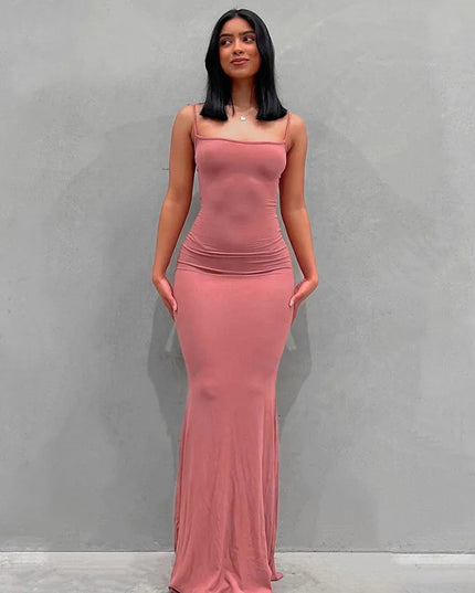 Satin Slip Sleeveless Backless Maxi Dress Women 2023 Summer Bodycon Elegant Sexy Outfits Ladies Birthday Party Club Sundress