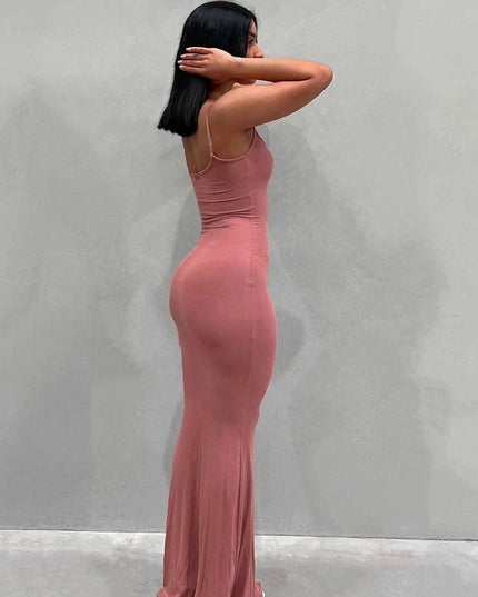 Satin Slip Sleeveless Backless Maxi Dress Women 2023 Summer Bodycon Elegant Sexy Outfits Ladies Birthday Party Club Sundress