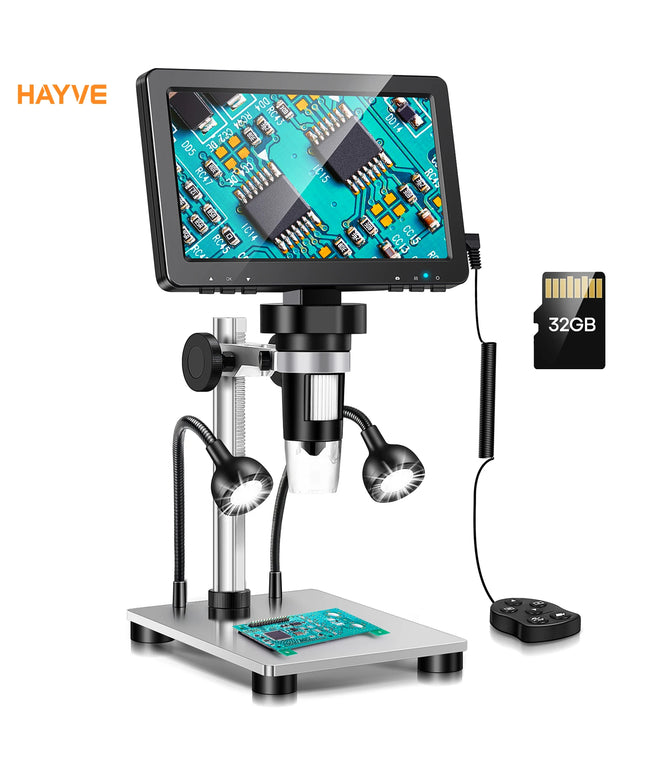 Hayve 7‘’ Digital Microscope 1200X Zoom 12MP HD Electronic Microscopes Camera Magnifier for Soldering Phone Repair Microscope