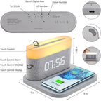 COLSUR LED Adjustable Night Light 15W Wireless Charge with Digital Alarm Clock Touch Bedside Lamp  Brightness Bedroom