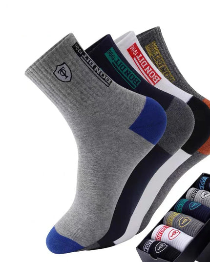 6pairs Men's Cotton Sweat Absorbing Embroidered Crest Athletic Socks, Ankle Socks