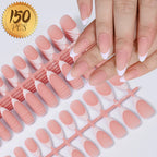 150Pcs Medium Almond French False Nails Matte Nude/Pink Soft Gel White French Press On Nails 0.75-2.6cm ABS Artificial Nail Tips