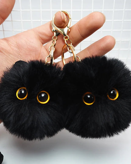 New Blush Black Briquette Cat Hand Plush Doll Keychain Pendant Girly Heart School Bag Pendant