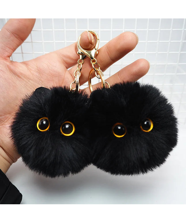 New Blush Black Briquette Cat Hand Plush Doll Keychain Pendant Girly Heart School Bag Pendant