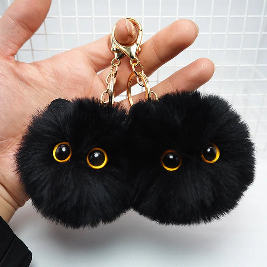 New Blush Black Briquette Cat Hand Plush Doll Keychain Pendant Girly Heart School Bag Pendant