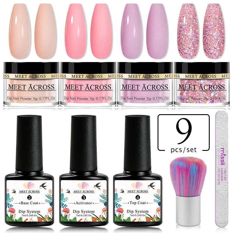 5g Dipping Nail Powder Set Red Nail Glitter Dipping System Kit For Manicure Nail Art Decorations Natural Dry Without Lamp Cure