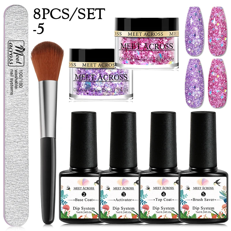 5g Dipping Nail Powder Set Red Nail Glitter Dipping System Kit For Manicure Nail Art Decorations Natural Dry Without Lamp Cure