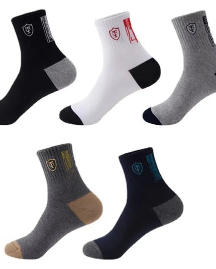 5Pairs Breathable Cotton Sports Stockings Men Bamboo Fiber Autumn and Winter Men Socks Sweat Absorption Deodorant Business Sox