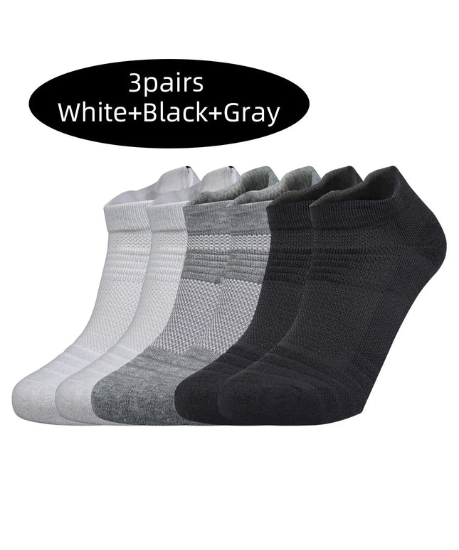 3 Pairs Sports Socks Men Women Short Running Socks Performance Ankle Cushion Wear-resistant Anti Slip Basketball Casual Socks