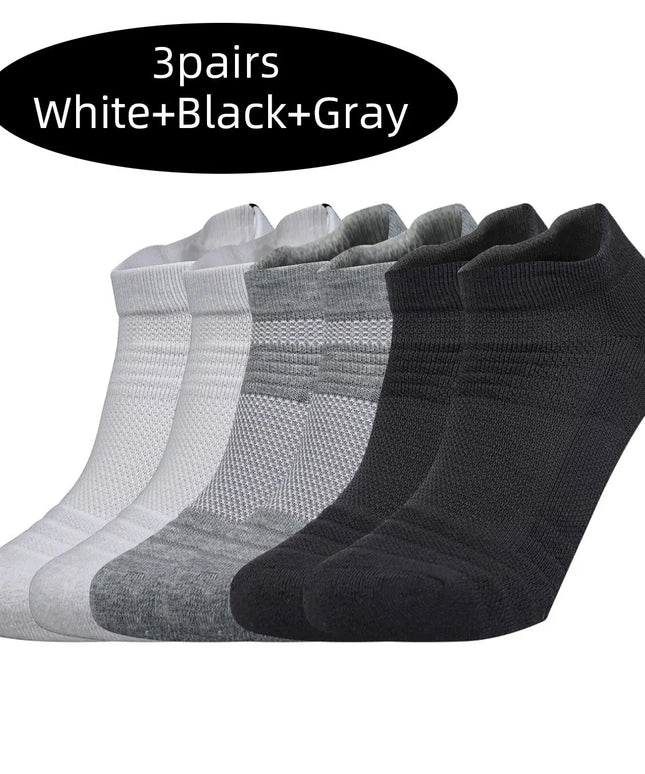 3 Pairs Sports Socks Men Women Short Running Socks Performance Ankle Cushion Wear-resistant Anti Slip Basketball Casual Socks