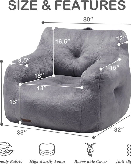 Bean Bag Sofa Chairs for Adults Comfy Bean Bag Sofa Fluffy Beanbag Chair Plush Chair Big Bubble Foam Sofa with Filler