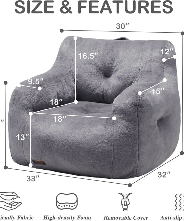 Bean Bag Sofa Chairs for Adults Comfy Bean Bag Sofa Fluffy Beanbag Chair Plush Chair Big Bubble Foam Sofa with Filler