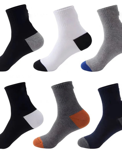 6pairs Men's Cotton Sweat Absorbing Embroidered Crest Athletic Socks, Ankle Socks