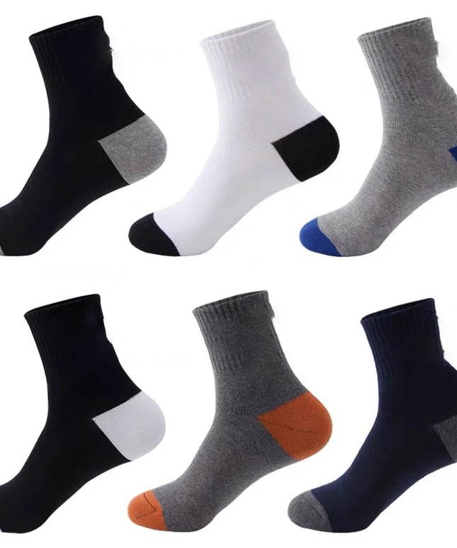 6pairs Men's Cotton Sweat Absorbing Embroidered Crest Athletic Socks, Ankle Socks