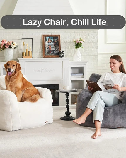 Bean Bag Sofa Chairs for Adults Comfy Bean Bag Sofa Fluffy Beanbag Chair Plush Chair Big Bubble Foam Sofa with Filler