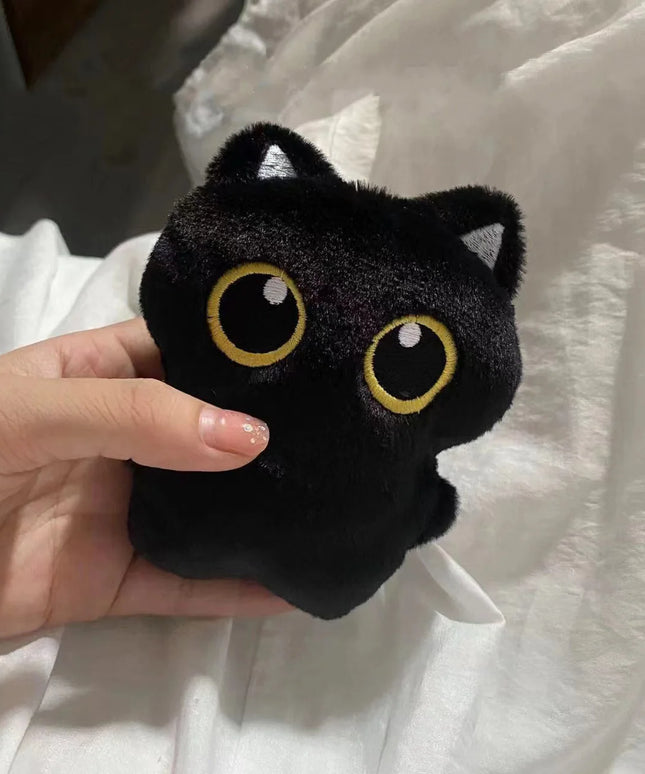10cm Cute Black Cat plush toy Doll Small Pendant Cuddly Pillow Cushion Ins Black Cat Plush Toy Doll for Boy Girl Brithday Gifts