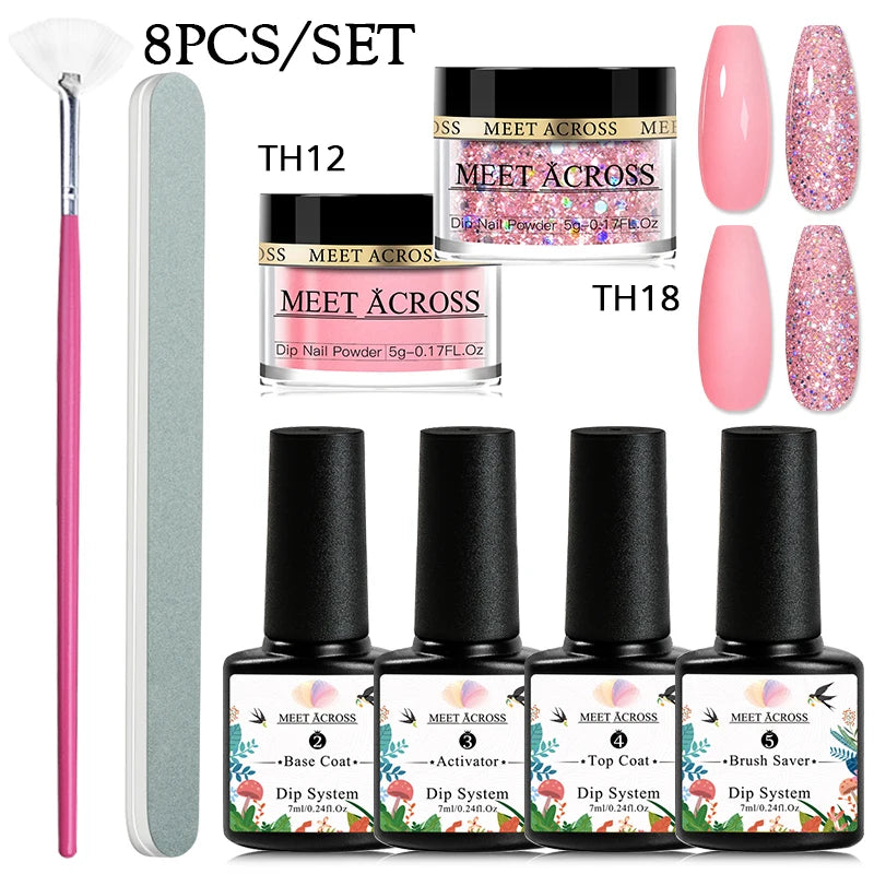 5g Dipping Nail Powder Set Red Nail Glitter Dipping System Kit For Manicure Nail Art Decorations Natural Dry Without Lamp Cure