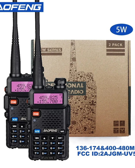 2pcs BAOFENG UV-5R 5W 8W High Power Dual Band Two Way Radio Long Range Handheld Portable Walkies Talkies For Hunting