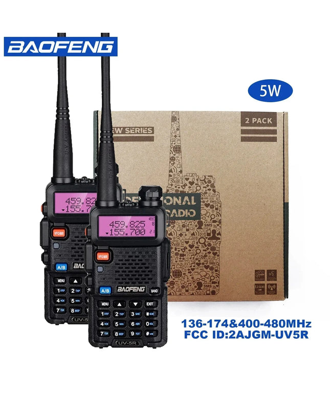 2pcs BAOFENG UV-5R 5W 8W High Power Dual Band Two Way Radio Long Range Handheld Portable Walkies Talkies For Hunting