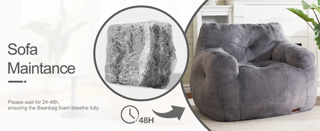 Bean Bag Sofa Chairs for Adults Comfy Bean Bag Sofa Fluffy Beanbag Chair Plush Chair Big Bubble Foam Sofa with Filler