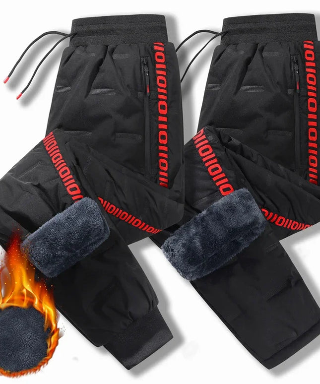Winter Lambswool Down Pants Warm Thicken Sweatpants Men Fashion Joggers Water Proof Casual Pants Men Brand Plus Fleece Trousers