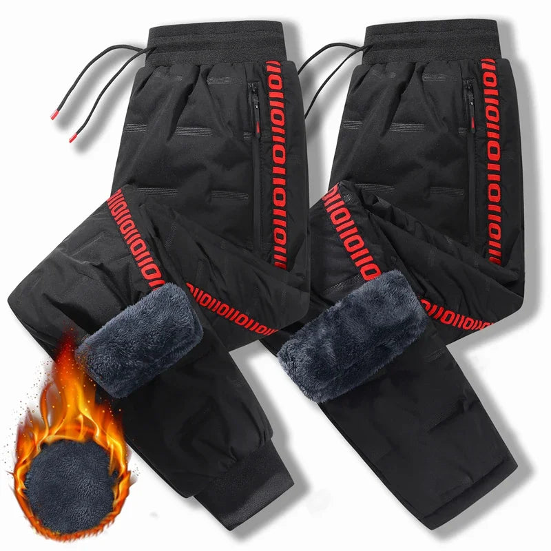 Winter Lambswool Down Pants Warm Thicken Sweatpants Men Fashion Joggers Water Proof Casual Pants Men Brand Plus Fleece Trousers