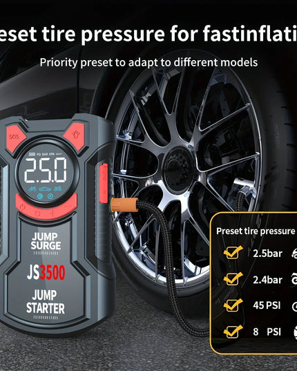 5-in-1 Multifunctional Air Pump Jump Starter with Air Compressor 3000A Peak/150PSI Battery Jump Starter Digital Tire Inflator