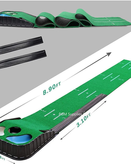 PGM Golf Indoor Putting Mat Putter Trainer Green Carpet Practice Set Ball Return Mats