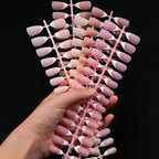 150Pcs Medium Almond French False Nails Matte Nude/Pink Soft Gel White French Press On Nails 0.75-2.6cm ABS Artificial Nail Tips