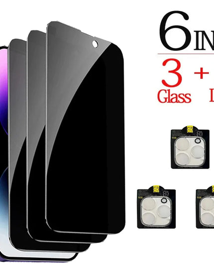 Anti-Spy Glass For iPhone 16 15 14 13 Pro Max Privacy Screen Protectors & Camera Protection Film For iPhone15 12 11 Pro mica