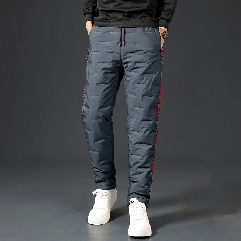 Winter Lambswool Down Pants Warm Thicken Sweatpants Men Fashion Joggers Water Proof Casual Pants Men Brand Plus Fleece Trousers