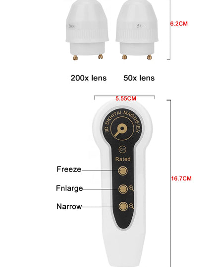 Magnifying Skin Analyzer Rechargeable Detector Hair Follicle Oil Moisture Pigment Tester Scalp/Face Skin Care Monitor 50X/200X