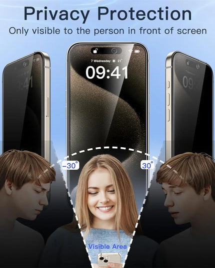 Anti-Spy Glass For iPhone 16 15 14 13 Pro Max Privacy Screen Protectors & Camera Protection Film For iPhone15 12 11 Pro mica