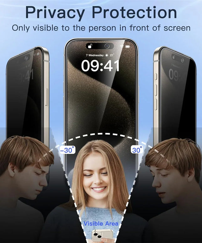 Anti-Spy Glass For iPhone 16 15 14 13 Pro Max Privacy Screen Protectors & Camera Protection Film For iPhone15 12 11 Pro mica