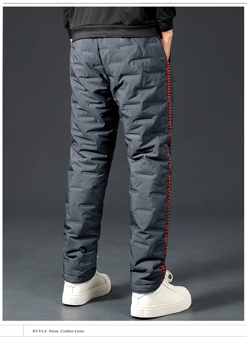 Winter Lambswool Down Pants Warm Thicken Sweatpants Men Fashion Joggers Water Proof Casual Pants Men Brand Plus Fleece Trousers