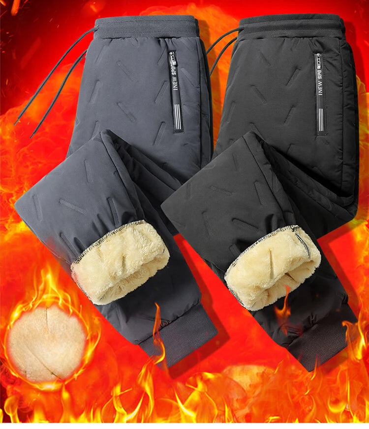 Down Pants Casual Men Pants Thickened Fleece Pants Loose Sportswear Winter Warm Clothes Men Casual Clothes
