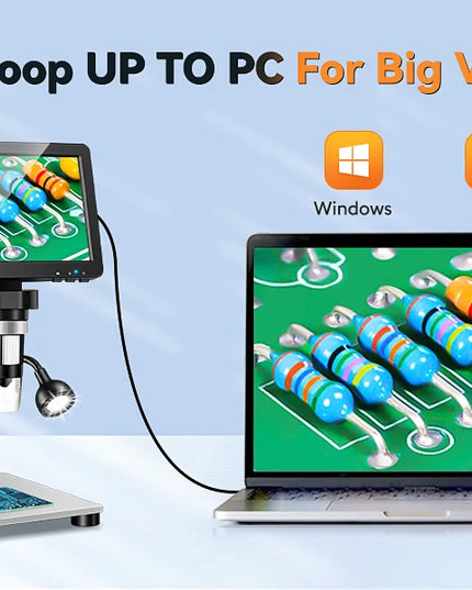 Hayve 7‘’ Digital Microscope 1200X Zoom 12MP HD Electronic Microscopes Camera Magnifier for Soldering Phone Repair Microscope