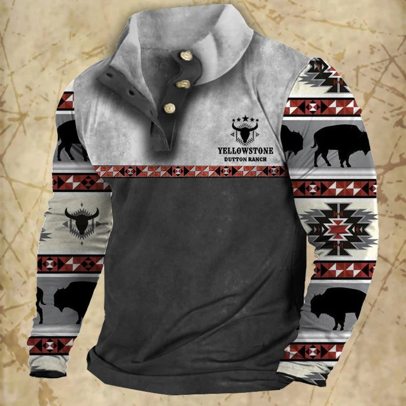 Vintage Men's Hoodies Autumn Long Sleeved Street Button Pullover Oversized Clothing For Men Sweatshirt Fashion Casual Hoodie