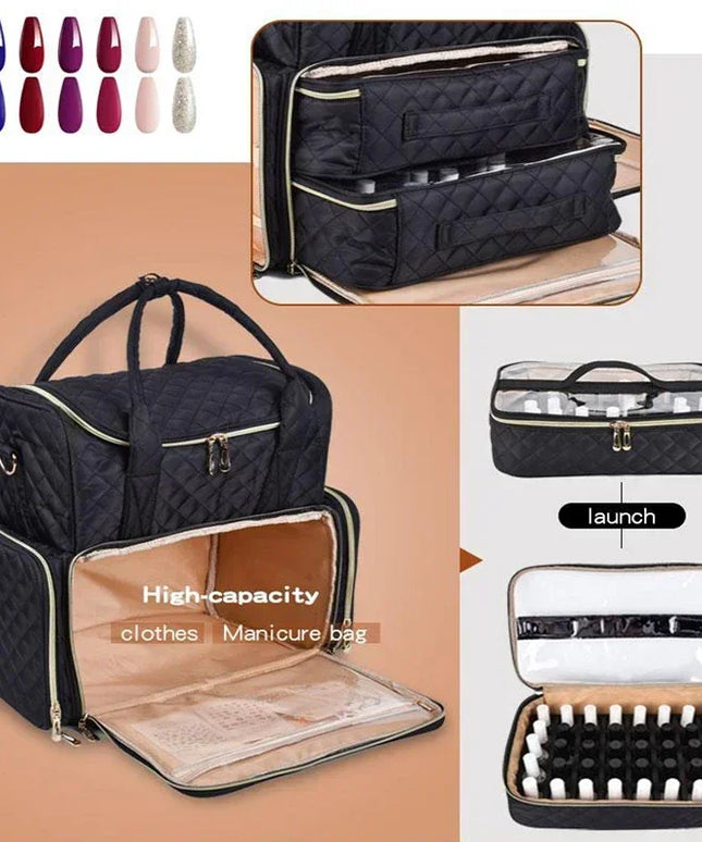 80 Bottles Nail Polish Storage Bag Portable Cosmetic Large Handbag Organizer with Handle for Travel 2 Layer Essential Oil Bag
