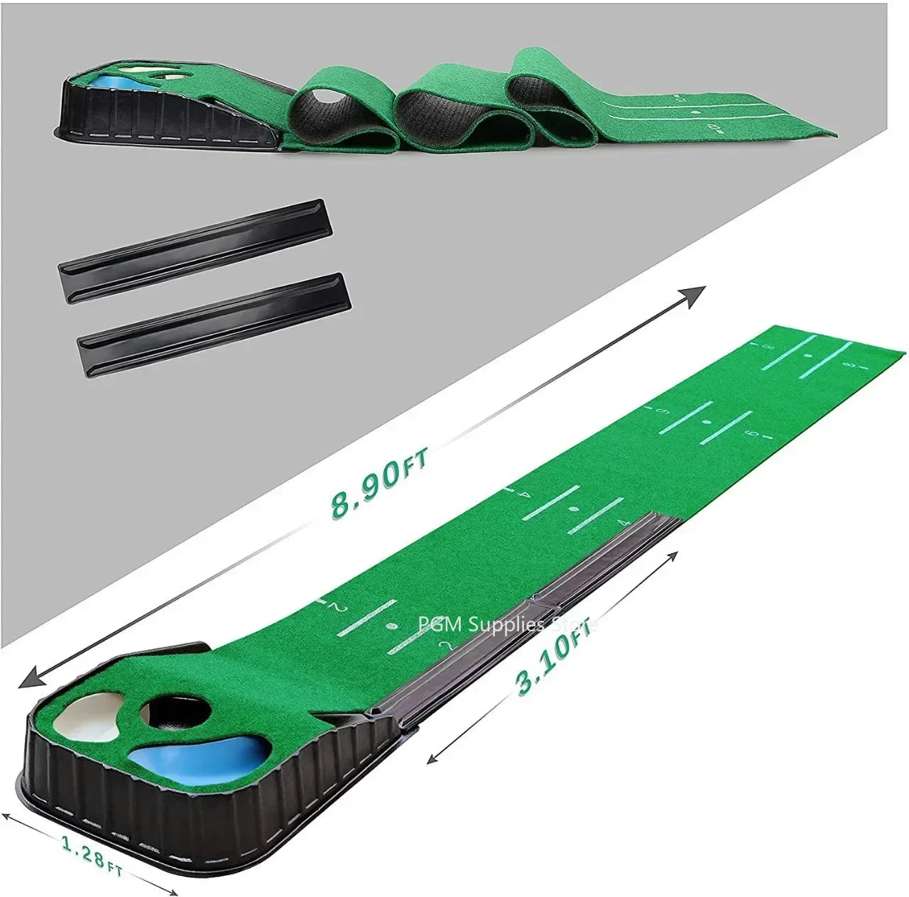 PGM Golf Indoor Putting Mat Putter Trainer Green Carpet Practice Set Ball Return Mats