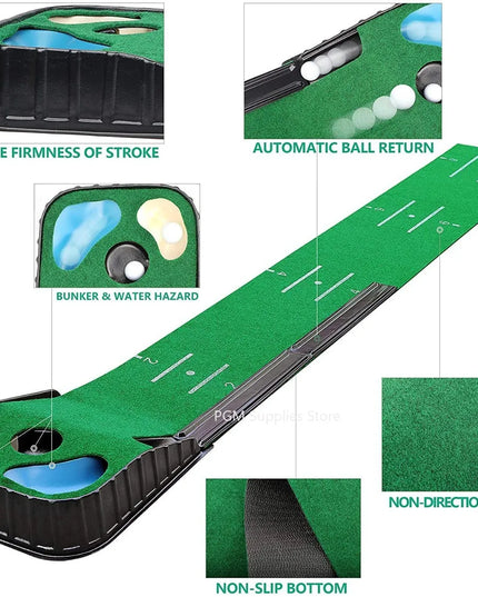 PGM Golf Indoor Putting Mat Putter Trainer Green Carpet Practice Set Ball Return Mats