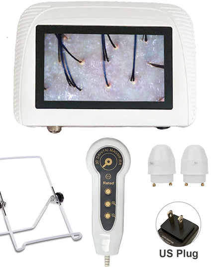 Magnifying Skin Analyzer Rechargeable Detector Hair Follicle Oil Moisture Pigment Tester Scalp/Face Skin Care Monitor 50X/200X