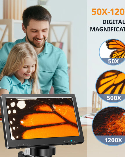 Hayve 7‘’ Digital Microscope 1200X Zoom 12MP HD Electronic Microscopes Camera Magnifier for Soldering Phone Repair Microscope