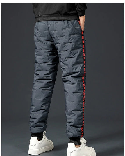 Winter Lambswool Down Pants Warm Thicken Sweatpants Men Fashion Joggers Water Proof Casual Pants Men Brand Plus Fleece Trousers